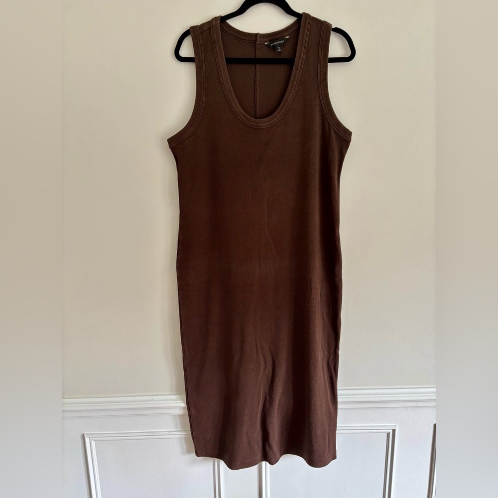 🐻 Banana Republic Racer-Neck Knit Midi Dress - Chocolate Brown | Size XL